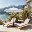 Meridian Furniture Amalfi White Polyester Patio Umbrella with Base Set