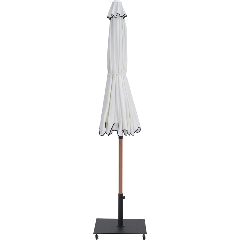 Meridian Furniture Amalfi White Polyester Patio Umbrella with Base Set