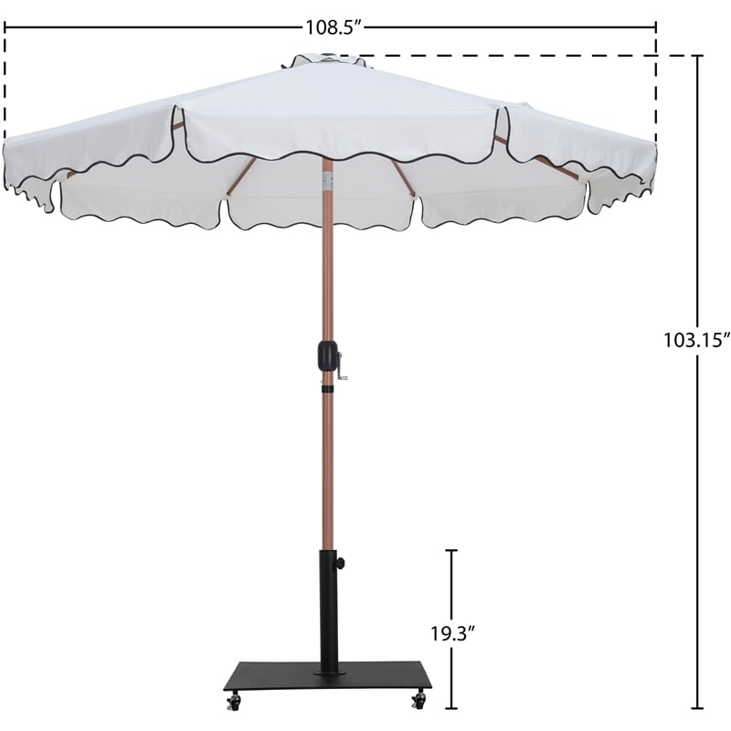 Meridian Furniture Amalfi White Polyester Patio Umbrella with Base Set