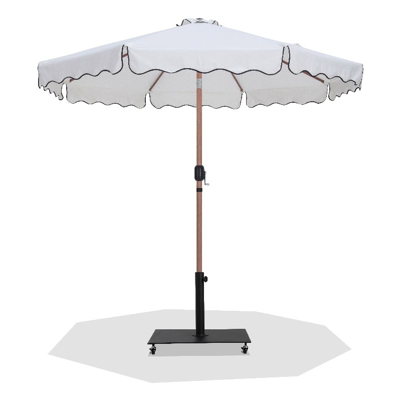 Meridian Furniture Amalfi White Polyester Patio Umbrella with Base Set