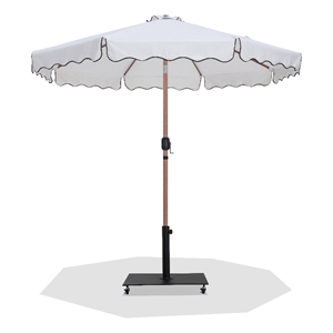 Meridian Furniture Amalfi White Polyester Patio Umbrella with Base Set
