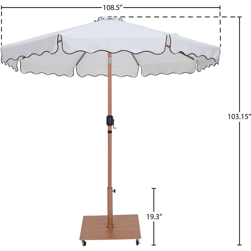 Meridian Furniture Amalfi White Polyester Patio Umbrella with Base Set