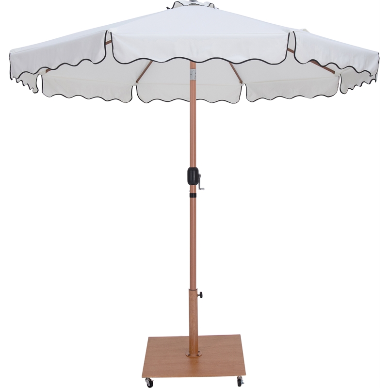 Meridian Furniture Amalfi White Polyester Patio Umbrella with Base Set