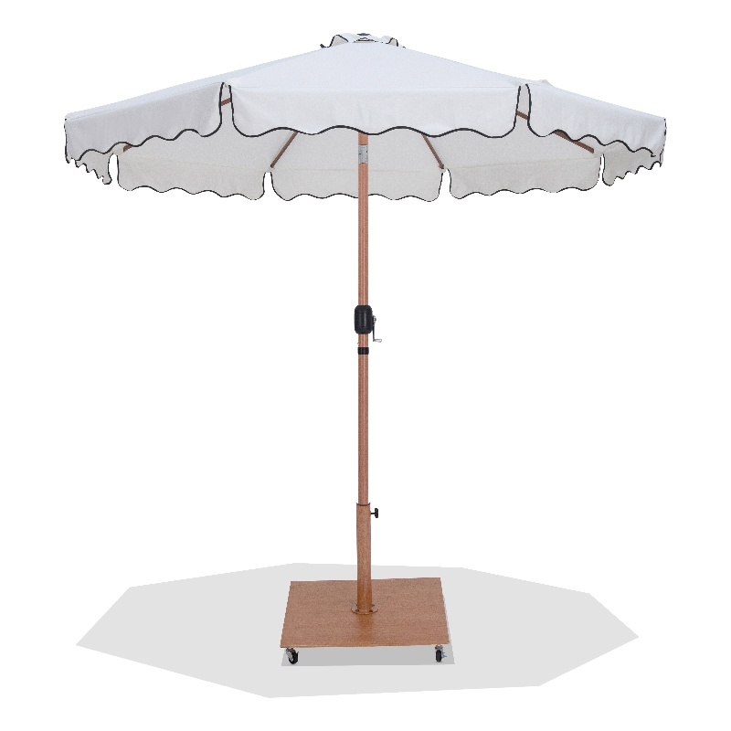 Meridian Furniture Amalfi White Polyester Patio Umbrella with Base Set