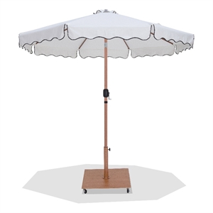 Meridian Furniture Amalfi White Polyester Patio Umbrella with Base Set