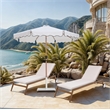 Meridian Furniture Amalfi White Polyester Patio Umbrella with Base Set