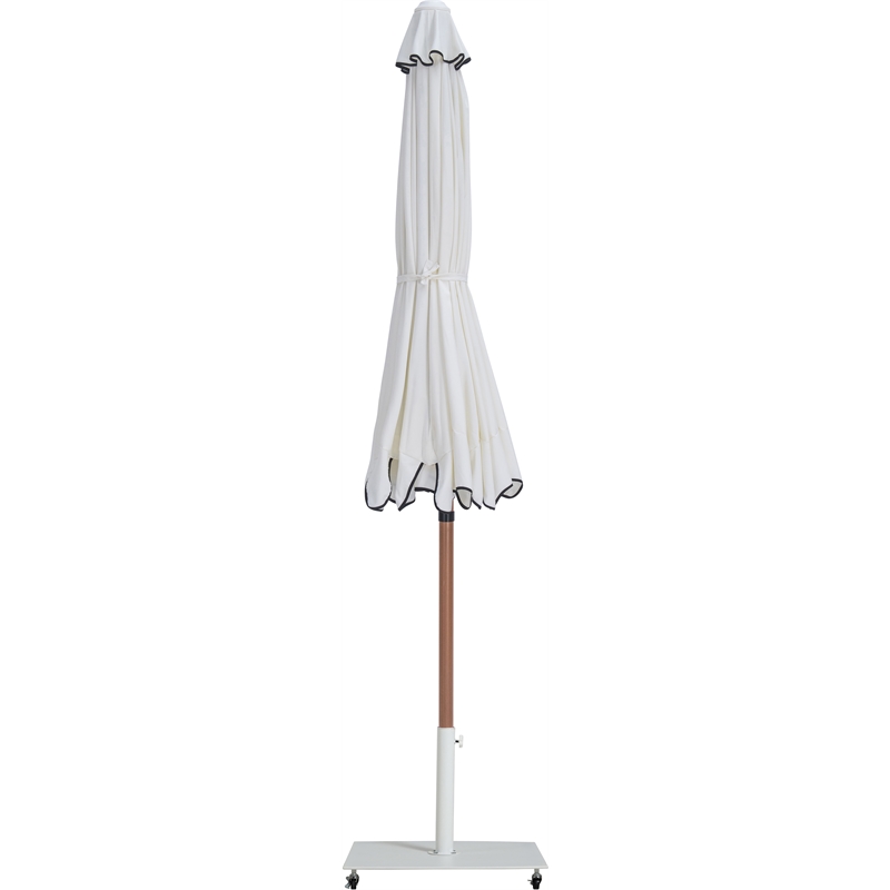 Meridian Furniture Amalfi White Polyester Patio Umbrella with Base Set