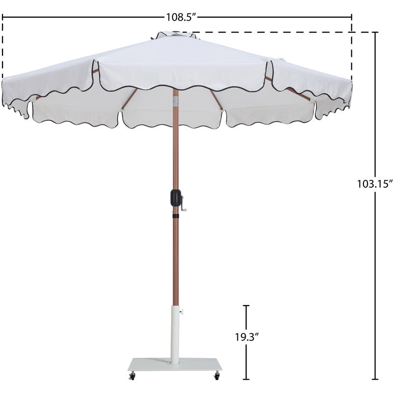 Meridian Furniture Amalfi White Polyester Patio Umbrella with Base Set