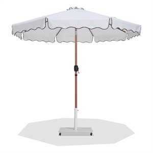 Meridian Furniture Amalfi White Polyester Patio Umbrella with Base Set