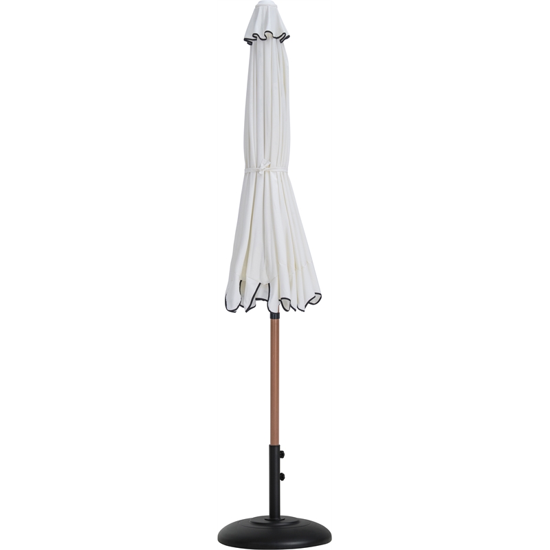 Meridian Furniture Amalfi White Polyester Patio Umbrella with Base Set
