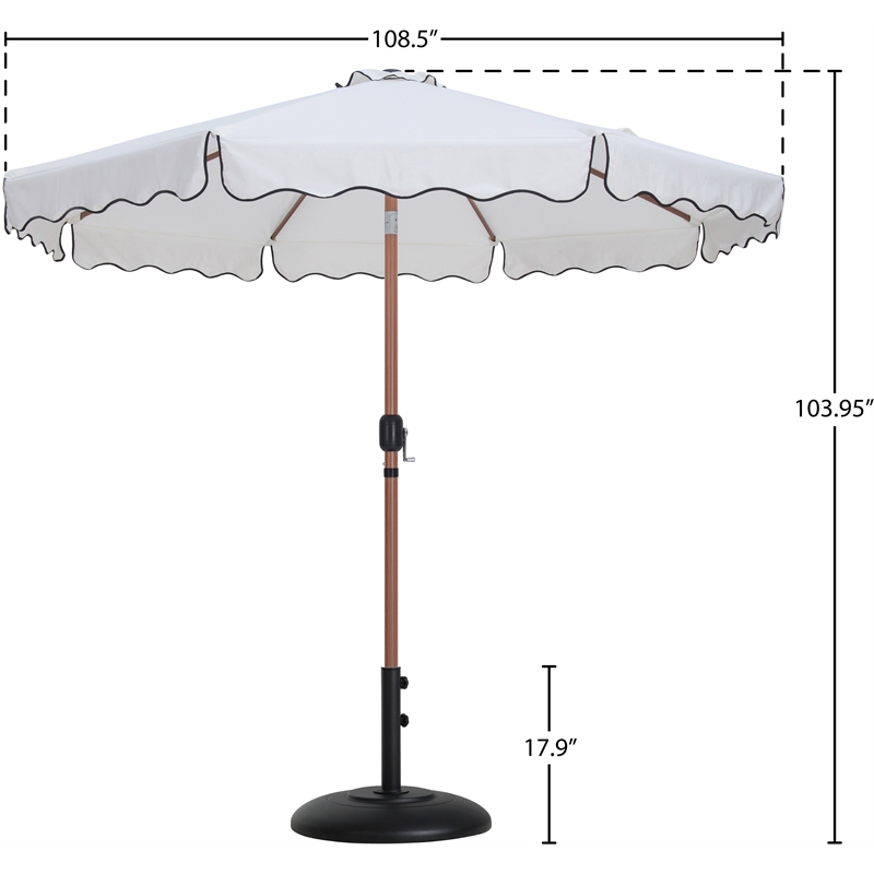 Meridian Furniture Amalfi White Polyester Patio Umbrella with Base Set