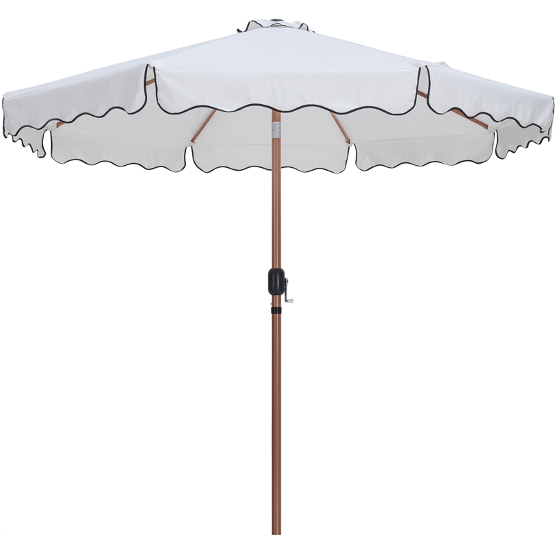 Meridian Furniture Amalfi White Polyester Patio Umbrella with Base Set