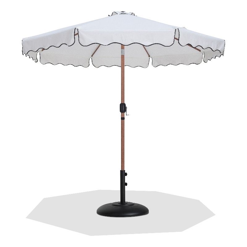 Meridian Furniture Amalfi White Polyester Patio Umbrella with Base Set