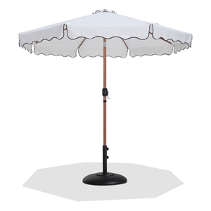 Meridian Furniture Amalfi White Polyester Patio Umbrella with Base Set