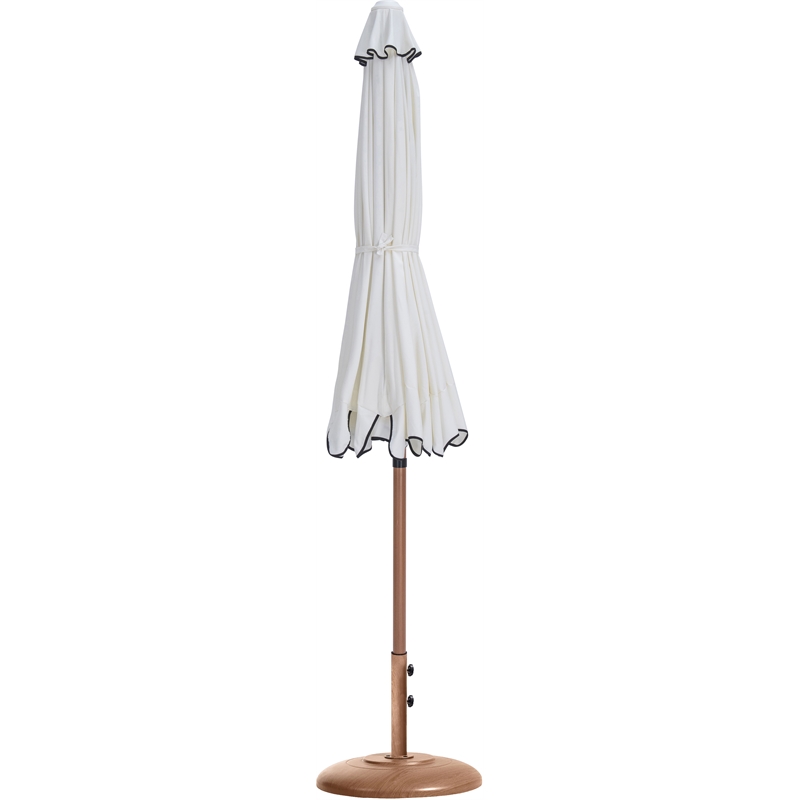 Meridian Furniture Amalfi White Polyester Patio Umbrella with Base Set
