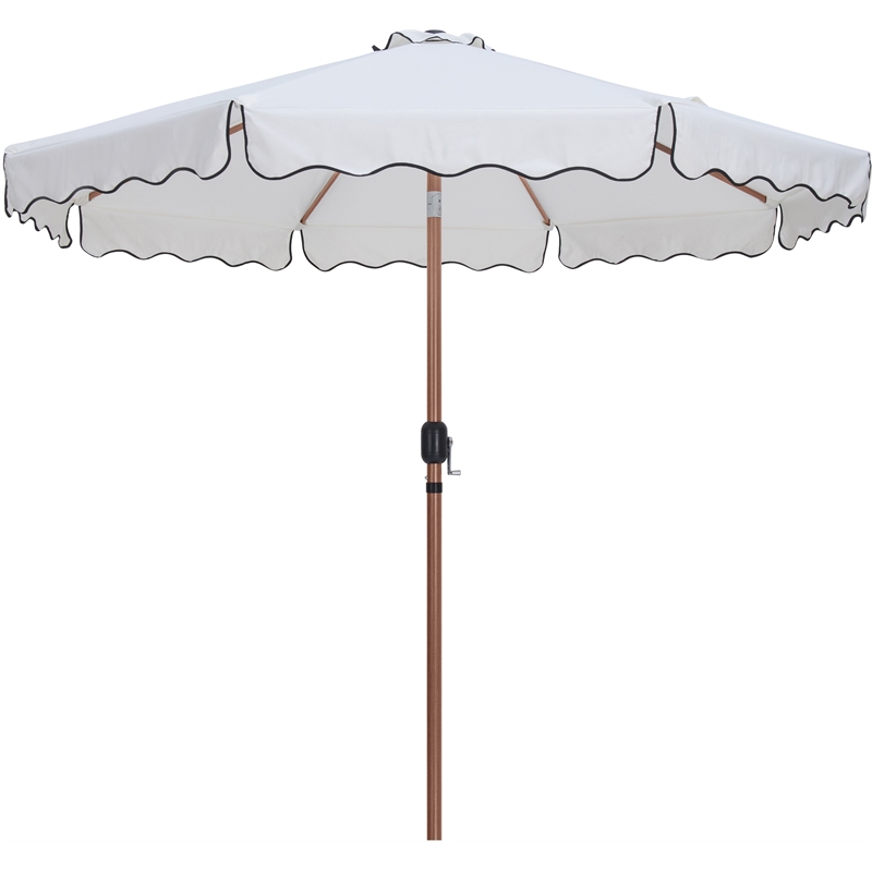 Meridian Furniture Amalfi White Polyester Patio Umbrella with Base Set