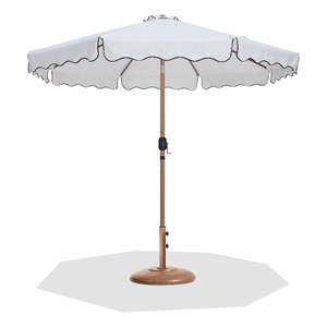 Meridian Furniture Amalfi White Polyester Patio Umbrella with Base Set