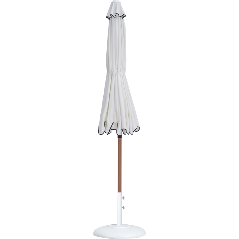 Meridian Furniture Amalfi White Polyester Patio Umbrella with Base Set