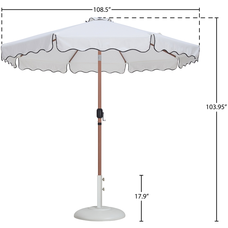 Meridian Furniture Amalfi White Polyester Patio Umbrella with Base Set