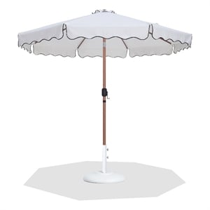 Meridian Furniture Amalfi White Polyester Patio Umbrella with Base Set