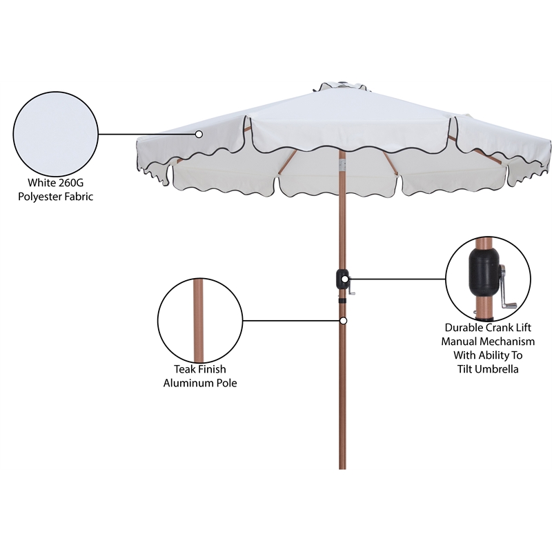 Meridian Furniture Amalfi White Polyester Patio Umbrella