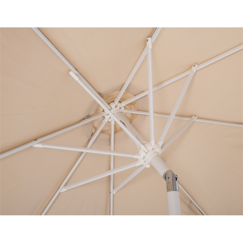 Meridian Furniture Amalfi Beige Polyester Patio Umbrella with Base Set
