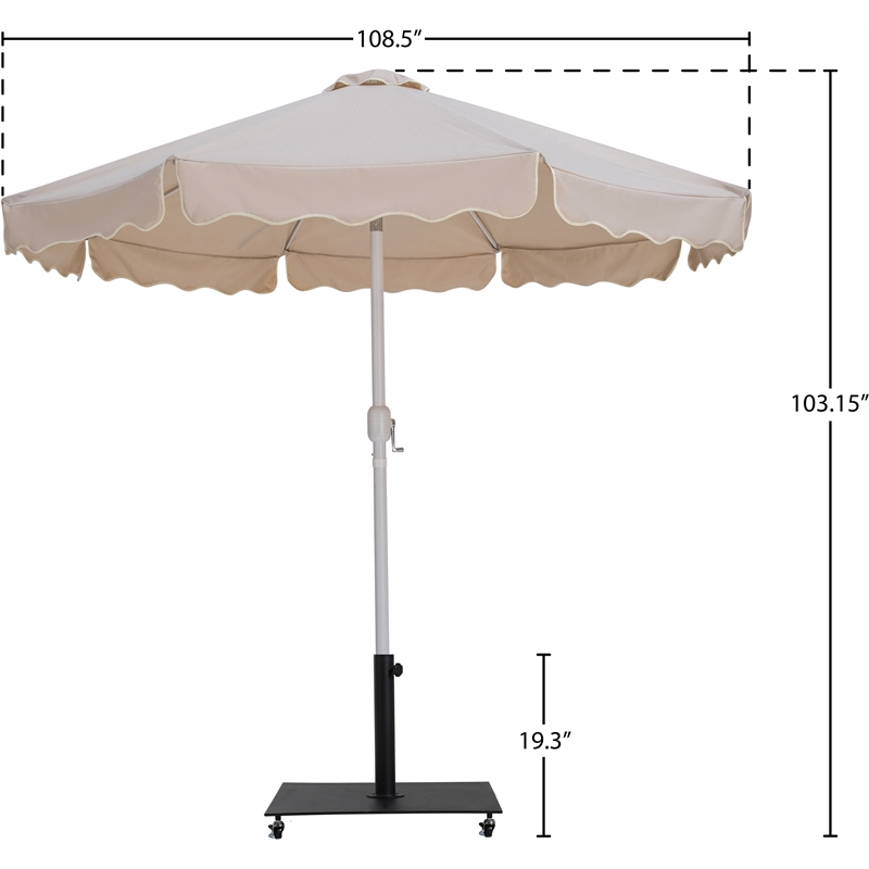 Meridian Furniture Amalfi Beige Polyester Patio Umbrella with Base Set