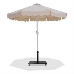 Meridian Furniture Amalfi Beige Polyester Patio Umbrella with Base Set