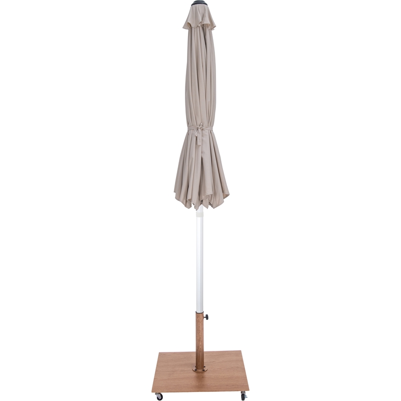 Meridian Furniture Amalfi Beige Polyester Patio Umbrella with Base Set