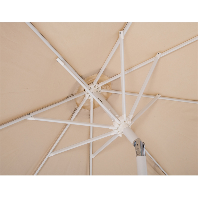Meridian Furniture Amalfi Beige Polyester Patio Umbrella with Base Set