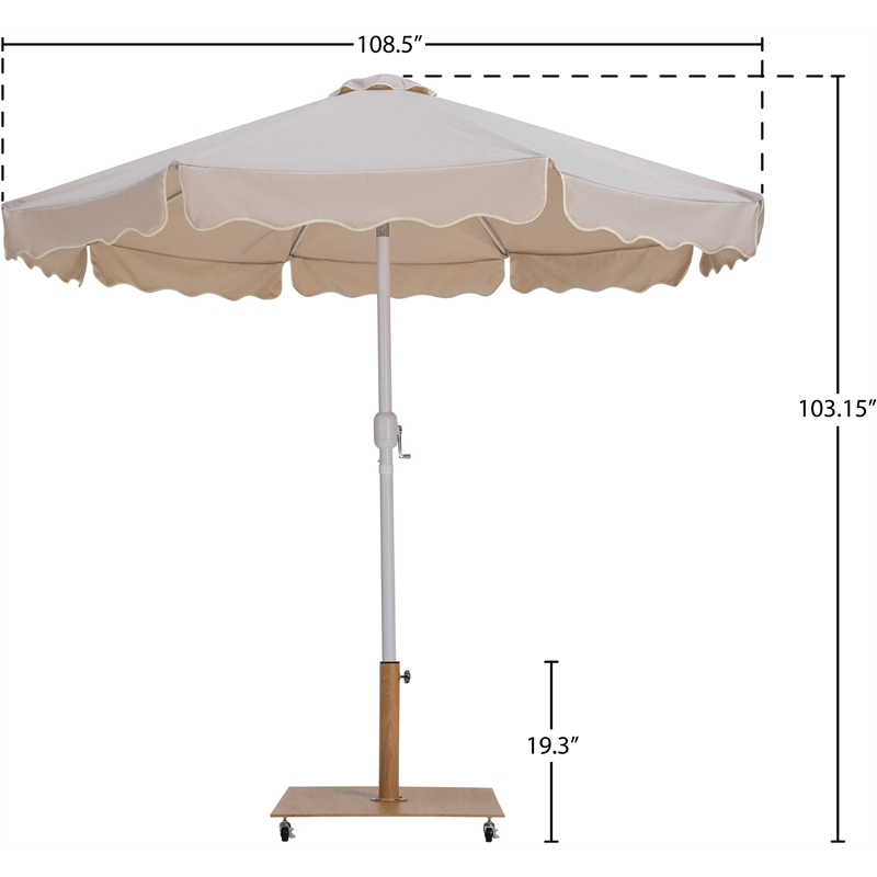 Meridian Furniture Amalfi Beige Polyester Patio Umbrella with Base Set