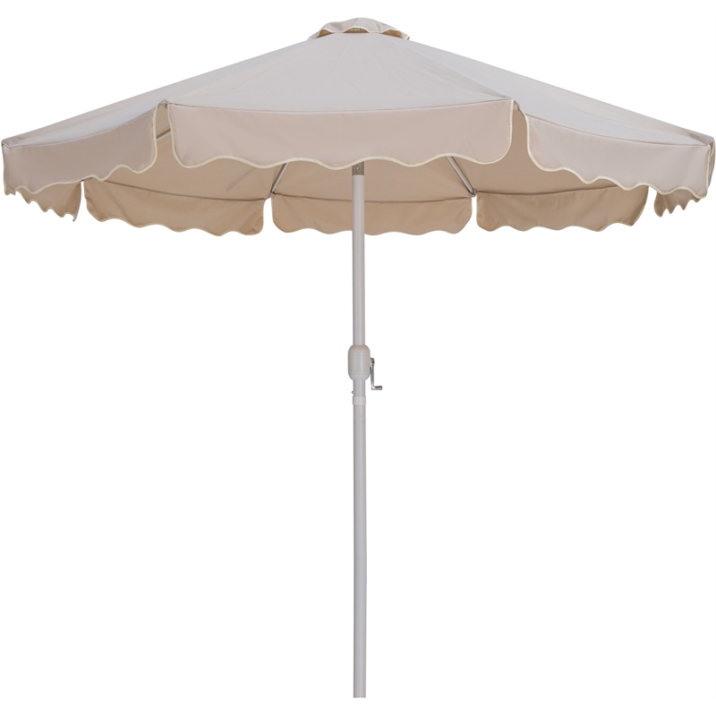 Meridian Furniture Amalfi Beige Polyester Patio Umbrella with Base Set