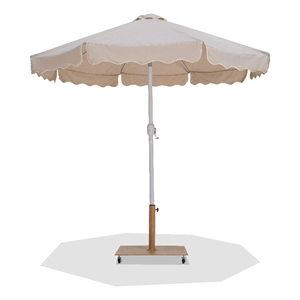 Meridian Furniture Amalfi Beige Polyester Patio Umbrella with Base Set