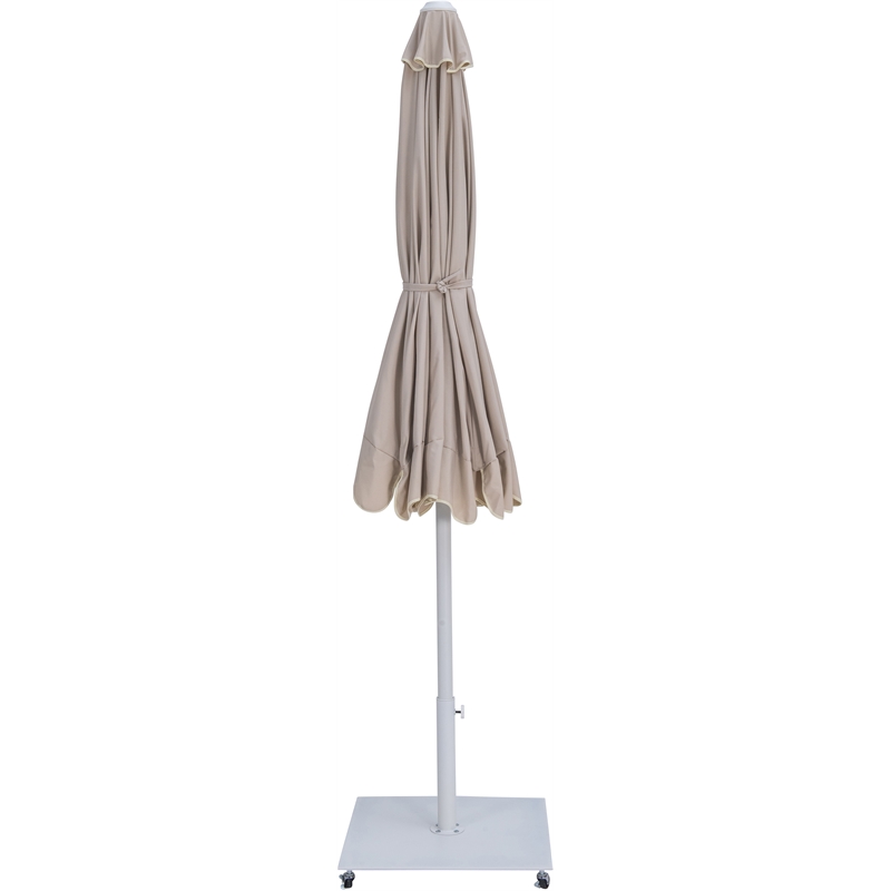 Meridian Furniture Amalfi Beige Polyester Patio Umbrella with Base Set