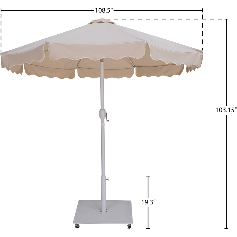 Meridian Furniture Amalfi Beige Polyester Patio Umbrella with Base Set