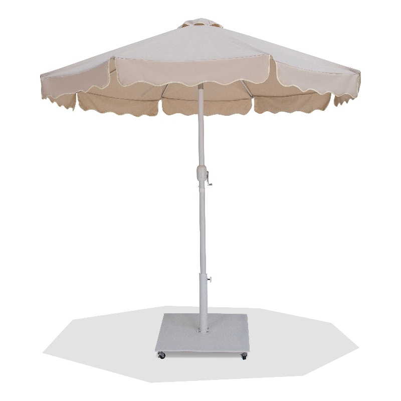 Meridian Furniture Amalfi Beige Polyester Patio Umbrella with Base Set