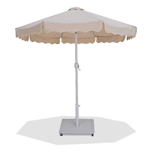 Meridian Furniture Amalfi Beige Polyester Patio Umbrella with Base Set