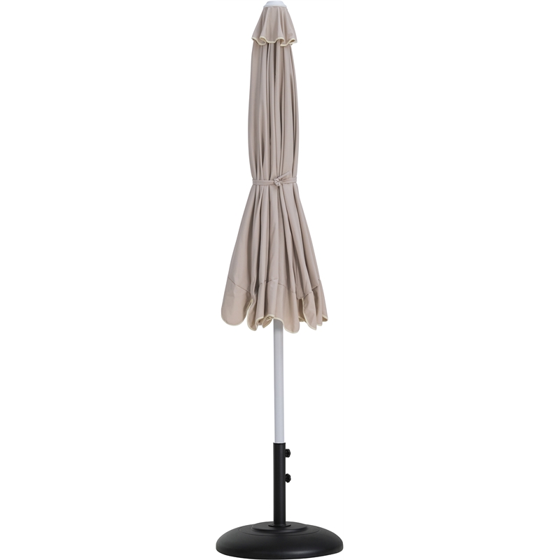 Meridian Furniture Amalfi Beige Polyester Patio Umbrella with Base Set