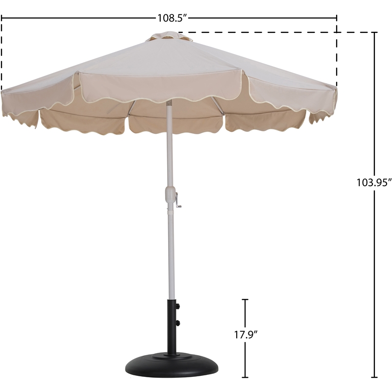 Meridian Furniture Amalfi Beige Polyester Patio Umbrella with Base Set