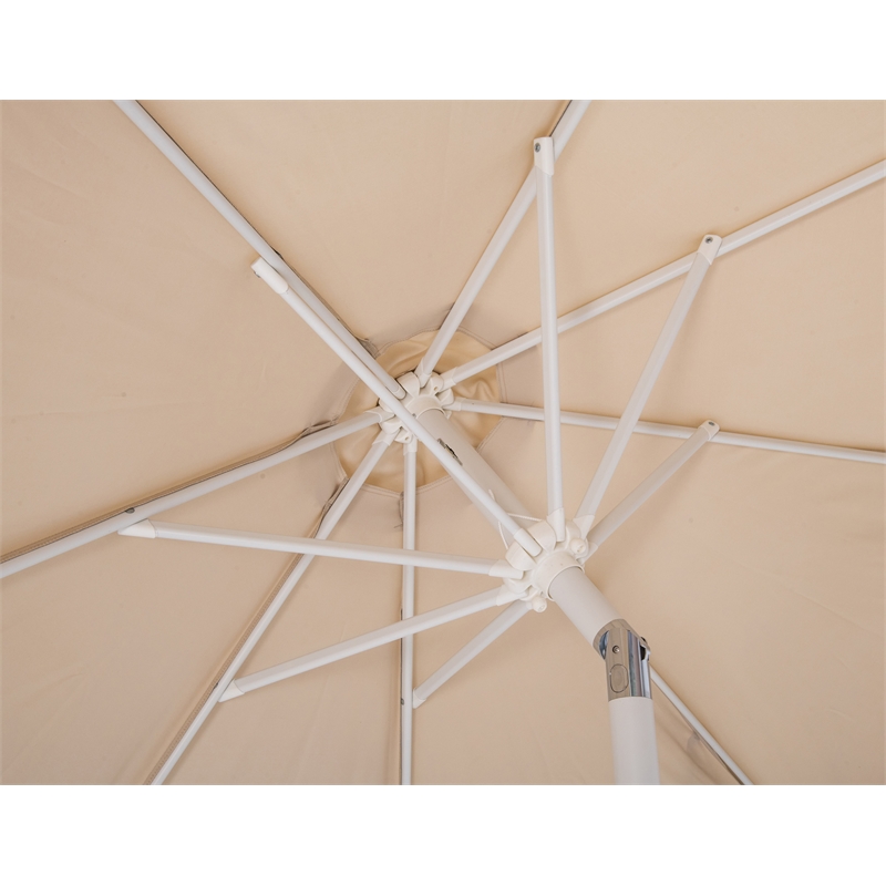 Meridian Furniture Amalfi Beige Polyester Patio Umbrella with Base Set