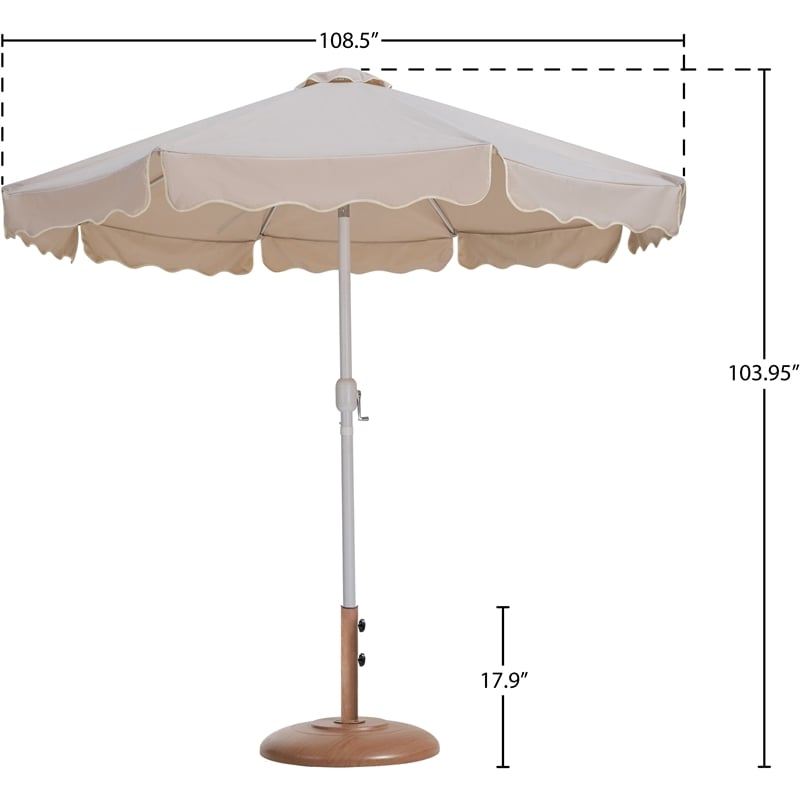 Meridian Furniture Amalfi Beige Polyester Patio Umbrella with Base Set