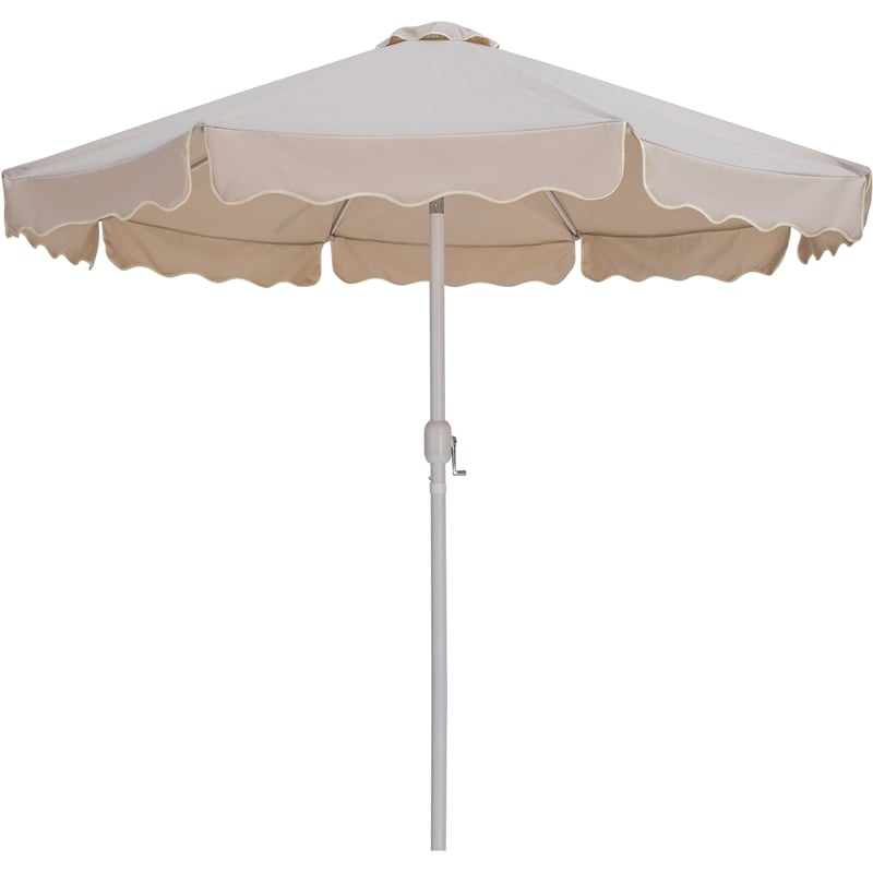 Meridian Furniture Amalfi Beige Polyester Patio Umbrella with Base Set