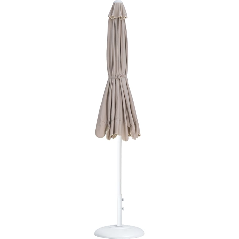Meridian Furniture Amalfi Beige Polyester Patio Umbrella with Base Set