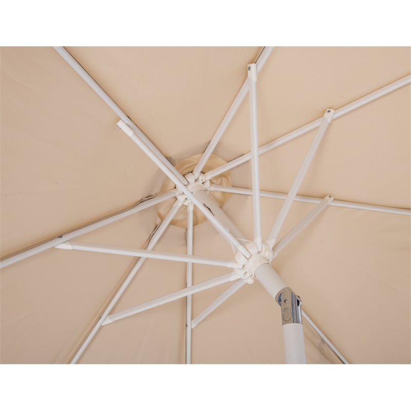 Meridian Furniture Amalfi Beige Polyester Patio Umbrella with Base Set