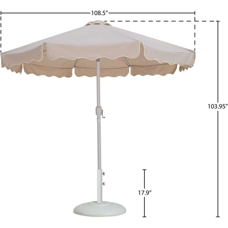Meridian Furniture Amalfi Beige Polyester Patio Umbrella with Base Set