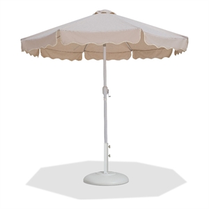 Meridian Furniture Amalfi Beige Polyester Patio Umbrella with Base Set