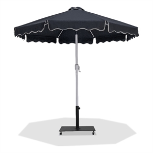 Meridian Furniture Amalfi Black Polyester Patio Umbrella with Base Set