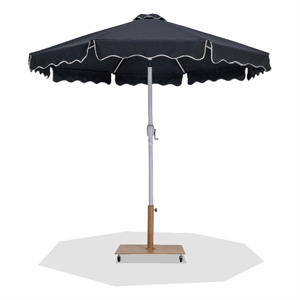 Meridian Furniture Amalfi Black Polyester Patio Umbrella with Base Set
