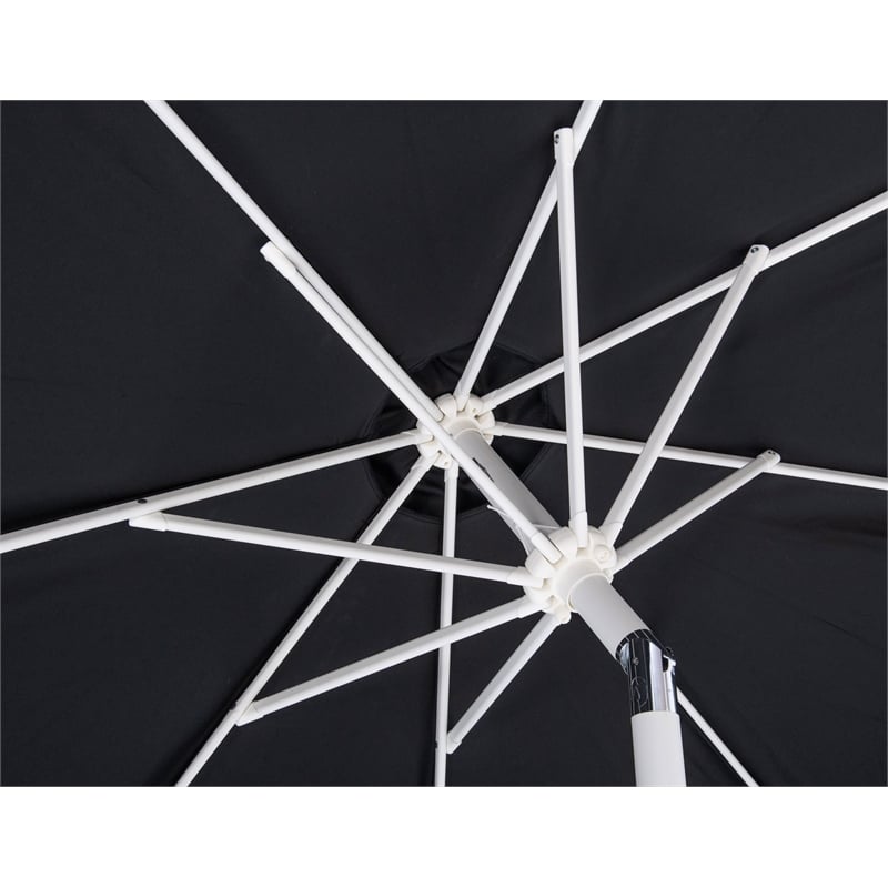 Meridian Furniture Amalfi Black Polyester Patio Umbrella with Base Set
