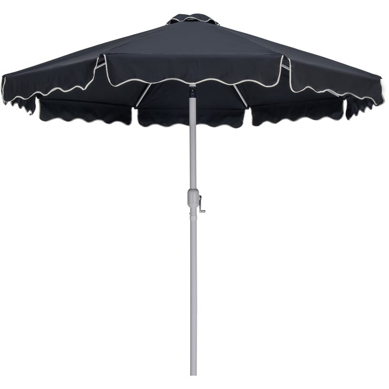 Meridian Furniture Amalfi Black Polyester Patio Umbrella with Base Set